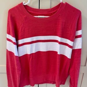 J. Crew Vibrant Red and White Striped Sweatshirt